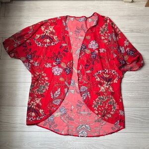 Floral Red Women's Kimono